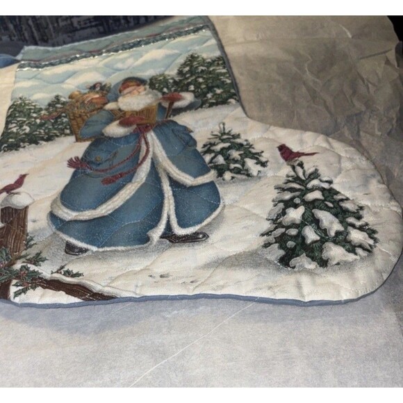 Christmas Stocking Blue With Santa And Toy Sack - Picture 2 of 9